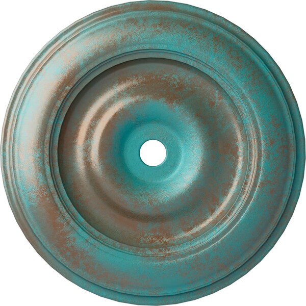 Ekena Millwork Classic Ceiling Medallion (Fits Canopies up to 8 1/4"), 44 1/2"OD x 4"ID x 4 "P, Copper Green Patina CM44CLCGS - main